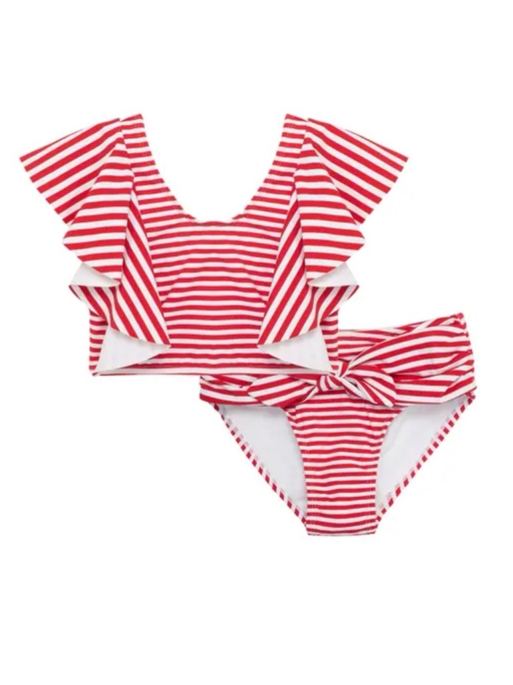 Habitual Kids' Malibu Stripe Two-Piece Swimsuit in Red size 12